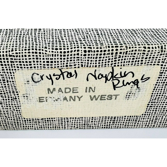 6 Beyer Lead Crystal Napkin Rings Germany Octagon Shape w/Etched Pineapples - Picture 5 of 6